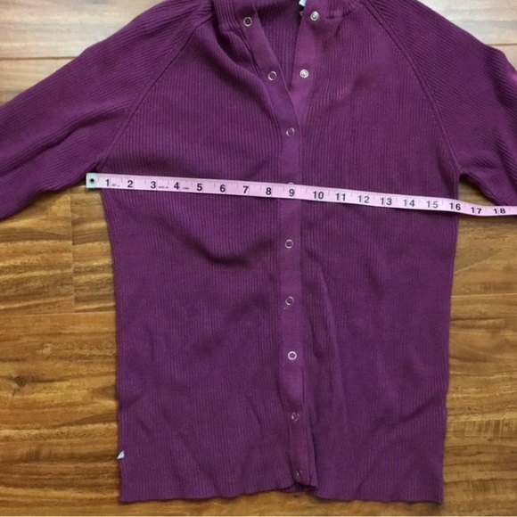 1775 Womens Mauve High Collar Ribbed Snap Button Long Sleeve Knit Top Size Large - Picture 12 of 14